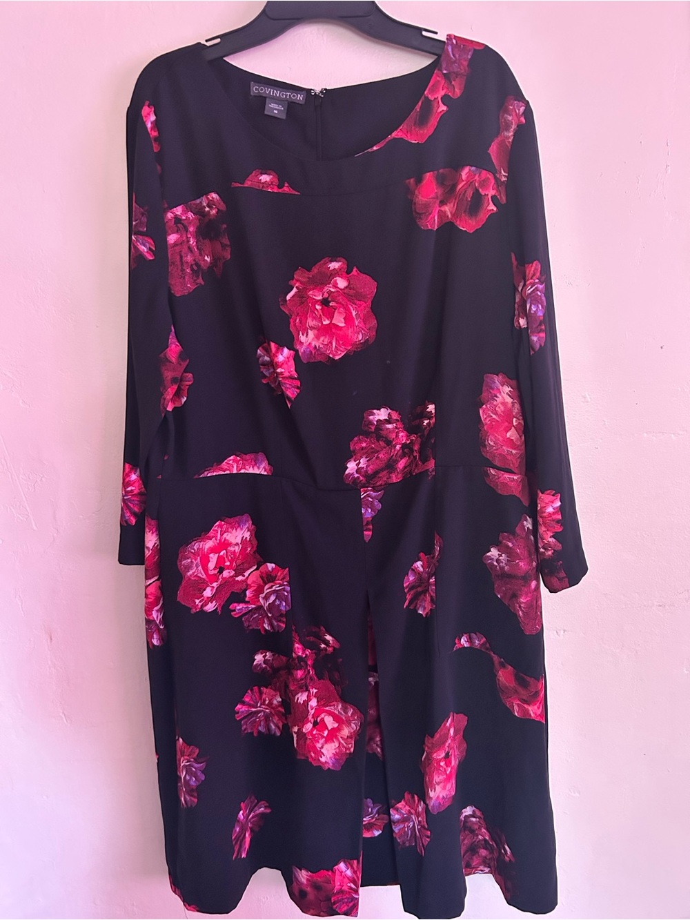 Covington Black Dress with Pink Floral Pattern 16